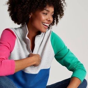 Joules Pip Color Block Sweatshirt 1/4 zipper size 14